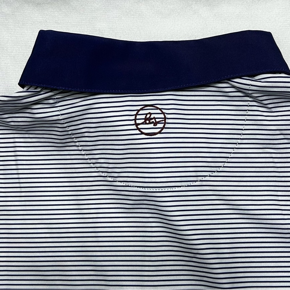 Boston Scott Golf Polo Men’s Golf Shirt Breathable‎ UPF 50 Sm Blue White Stripe - Picture 3 of 8